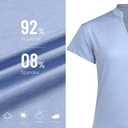 Women Golf Tennis Shirts,Athletic Women T-Shirts V-Neck Tops Short Sleeve Collarless Shirts (Blue, M)