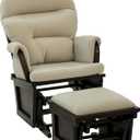 HOMCOM Nursery Glider Rocking Chair with Ottoman, Thick Padded Cushion Seating and Wood Base, Cream White