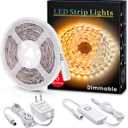 MYPLUS Under Cabinet LED Lighting, 16.4ft LED Strip Lights Kit with Dimmer Control for Kitchen, Cabinet, Shelf, Counter, Bedroom and Decor, Warm White 3000K, 1050LM
