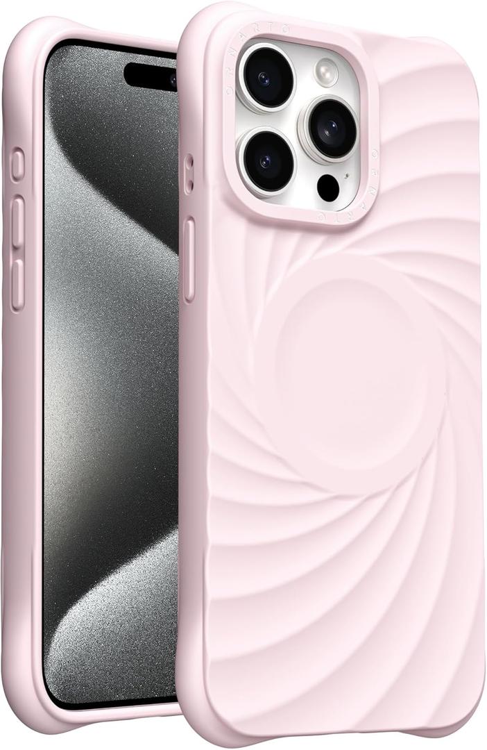 ORNARTO Vortuxe for iPhone 15 Pro Case 6.1" | 2X MIL-STD Drop Protection | Compatible with MagSafe | Sleek Aesthetic Liquid Silicone Phone Cover - Pink Quartz