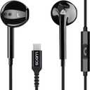 LUDOS Zenith USB C Headphones for iPhone 17 16 15 Pro Max Plus Air iPad Pro Air, USB-C Earbuds for Galaxy S24 S23 Ultra S22 S21 S20 A55 A54 A53, USB Type C Earphones - Black