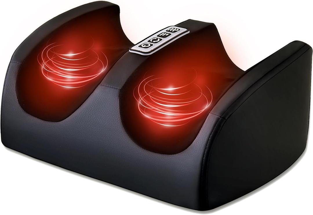 Foot Massager with Heat, Electric Foot and Calf Massager with Roller, Deep Tissue Massage for Plantar Fasciitis, Neuropathy & Pain Relief, Gifts for Women & Men(Black)