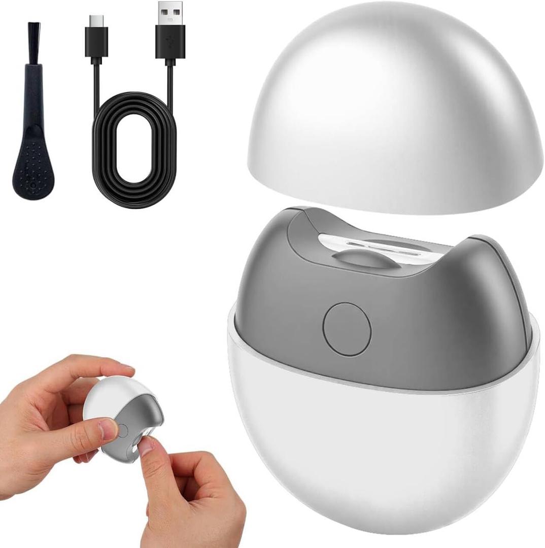 3-in-1 Electric Nail Clipper for Seniors&Adults,Automatic Nail Trimmer with LED Light&Nail Scraps Storage,Electric Toenail Clippers with Polishing,Rechargeable Fingernail Clipper for Thick NailsWhite