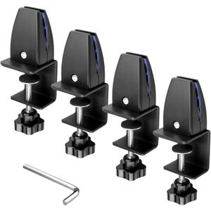 4 Pcs Desk Partition Clips, Acrylic Plastic Shield Holder, Removable Cubicle Panel Extenders Bracket with Adjustable C Clamp