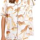 Pajamas for Women Set Short Sleeve Animal Graphic Pajamas Cute Printed Pajama Sets Button Down Pjs Sleepwear (Small)