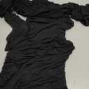 Wenrine Women's Mesh Long Sleeve Square Neck Ruched Party Club Cocktail Bodycon Mini Dress (Black, XS)