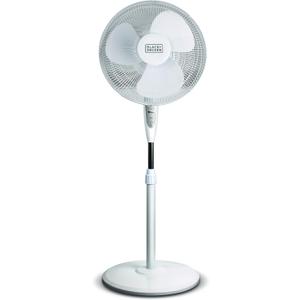 BLACK+DECKER 16" Stand Fan with Pedestal Base, Height Adjustable Pedestal Fan with Remote and Touch Control Panel, Free Standing Fan with 90-Degree Oscillating and 3-Speed Settings, White