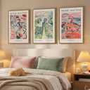 Framed Abstract Matisse Wall Art Set of 3, Vintage Colorful Landscape Canvas Prints Artwork for Walls, Classical Matisse Paintings Pictures for Living Room, Bedroom, Hallway and Office, Total Size 30x60, 20"W x 30" H x 3Pcs