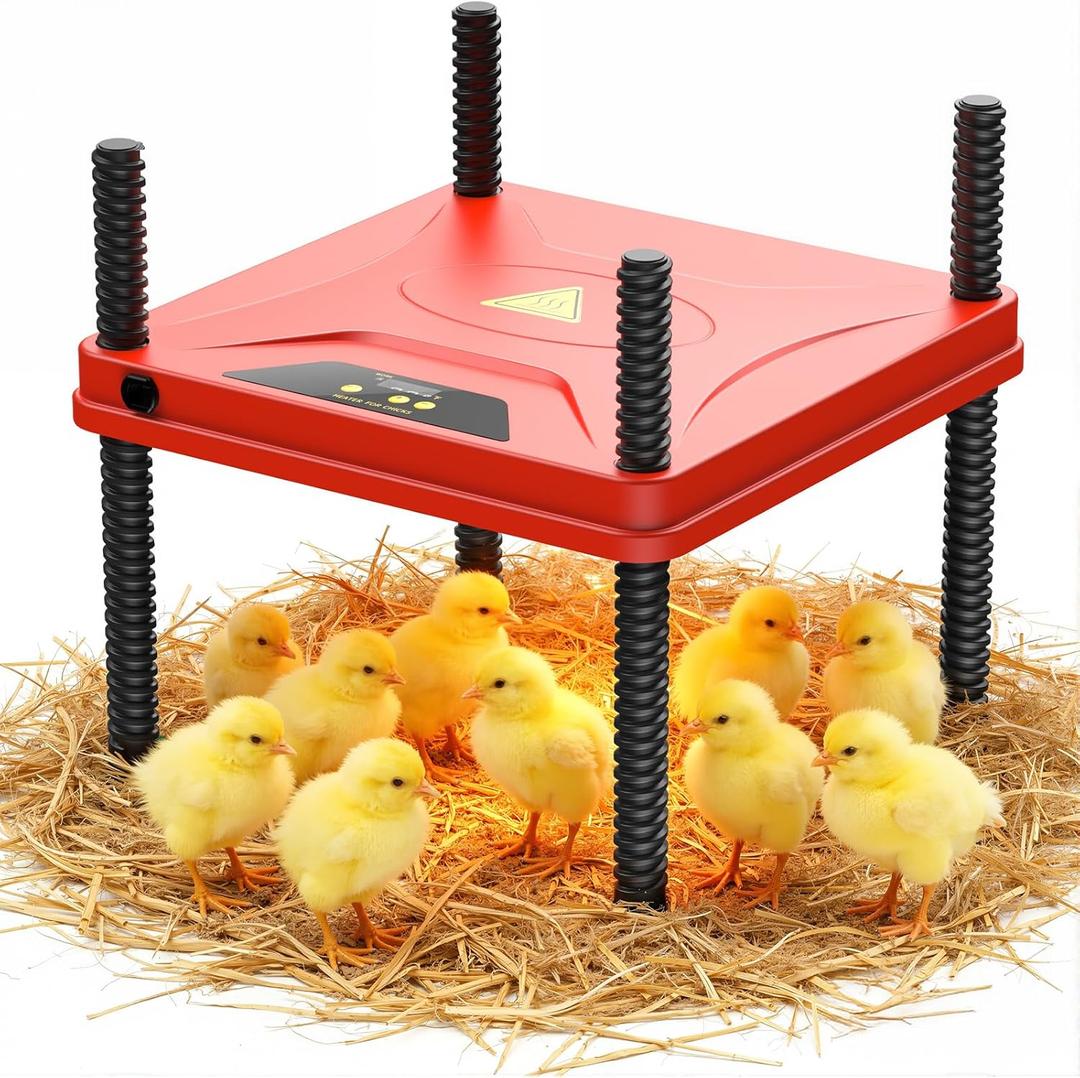Chick Brooder Heating Plate for Winter, Chick Heating Plate with Thermal Protector, Adjustable Temp & Height, Energy Efficient Heater, 10"x10" for 10-12 Chicks