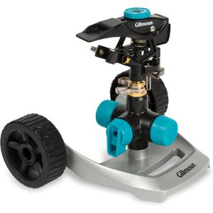 Gilmour Heavy Duty Circular Water Sprinkler with Wheel Base, Rotating Sprinkler Head with Adjustable Spray Pattern, Lawn Sprinkler for Large Area Coverage