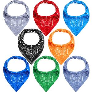 Jiuguva 8 Pack Adults Drool Bandana Bibs Paisley Large Soft Neutral Bibs Absorbent Bandana Set for Special Needs Men Women Elderly 8 Colors