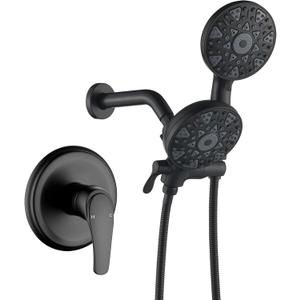 Matte Black Shower Faucet Set Complete Shower Kit Shower Systems Dual Shower Head and Handheld 2 in 1 Combo Set Shower Trim Kit Shower Fixtures