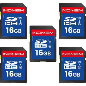16GB SD Card, 5 Pack SDHC Memory Cards UHS-I U1 Class 10 High-Speed Full HD Video Compatible with Digital Point-and-Shoot Cameras, HD Camcorders, DSLR and PC, 16GB(5pc)