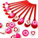 24 Pack Valentine Spoon Relay Race Toy Set,Heart Ball and Spoon Race Game for Kids Adults,Bouncy Ball Spoon Relay Race for Indoor Outdoor Decorations Valentine's Day Party Supplies