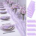 Gilprop 4 Set Purple Iridescent Table Runner 12 x 72 Inch Laser Mermaid Table Runner with 24 Pcs Iridescent Napkins Shiny Laser Desk Cover for Wedding Birthday Party Baby Shower Party Decor