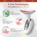 Red Light Face and Neck Beauty Device,3-in-1 Facial Massager Tool with LED, Heat & Vibration, with 5D Activation Serum & 5D Collagen Jelly for Skin Tightening & Lifting & Lymphatic Drainage