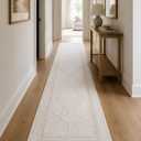 Well Woven Lafayette Crest Ivory Cream Textured Medallion Area Rug Ultra Soft, Size: 2'2" x 7'2" (Rectangular), Color: Beige / Cream