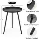 Apicizon 16" Round Side Table, Black End Table for Living Room, Bedside, Mid Century Modern Coffee Table or Circle Accent Table for Small Spaces, Metal Nightstand (Black), 16x16x19.3 inches