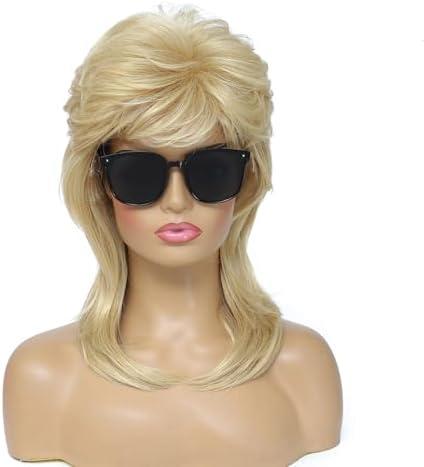 Adequate Mullet Wigs for Women,Joe Dirt,Emo Wig,80s 90s Costumes Fancy Party Accessory Cosplay Wig. Halloween Man x (Light Blonde)