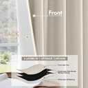MIULEE 100% Blackout Curtains 96 Inch Long 2 Panels Set for Bedroom, Cream Thick Faux Linen Black Out Curtain Room Darkening Pleated Floor to Ceiling Window Drapes with Hooks for Living Room, Birch