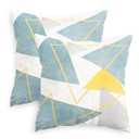 CaliTime Throw Pillow Covers Pack of 2 Cozy Fleece Triangles Lines Geometric Decorative Cushion Cases for Couch Bed Sofa Farmhouse Decoration 18 X 18 Inches Smoke Blue
