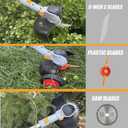 Electric Weed Wacker Cordless Eater Battery Powered Weed Trimmer with 21V String Trimme Battery Operated & Wheels 3 Types Blades 3 in 1 Stringless Grass Trimmer/Edger/Brush Cutter for Garden Yard Lawn