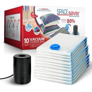 10 Pack Variety Vacuum Storage Bags for Comforters, Blankets & Clothes – Vacuum Sealed Compression Bags with Electric Pump – Space Saver Storage Bags for Bedding, Travel & Organization (4M, 3L, 3XL)