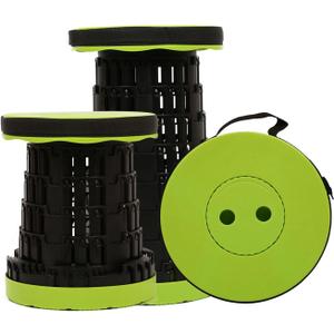 2025 Collapsible Stool Chair, Upgraded Folding Stool for Adults Lightweight, Sturdy, Adjustable, Portable, Foldable Seat Sturdy Stools for Outdoor Camping Fishing Hiking Gardening BBQ (1 pack, Black Green)