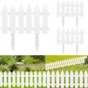 3 Pieces White Plastic Garden Fence With Insert - Picket Fence Edgings for Lawn, Flowerbeds, Plant Borders - Decorative Yard