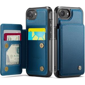 Vinich for iPhone 17e / 16e Wallet Case with Card Holder, RFID Blocking Credit Slots Kickstand Shockproof Phone Cover Fit for iPhone 16e & 17e 6.1" Blue