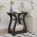 FROMJBEST End Table with Charging Station, Side Table with USB Ports and Outlets, Nightstand, 3 Tier End Table with Storage Shelf for Living Room, Bedroom (Black)