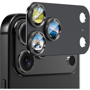 CACOE Camera Lens Protector for iPhone 17 Pro Max - Metal Frame Tempered Glass Cover, [Anti-Scratch] [Drop-Proof][Strong-Adhesion] Camera Screen Cover(Carbon Black)