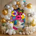 Back to 00s Happy Birthday Door Banner 35x71 Inch Y2K Graffiti Style Party Backdrop with Sneakers Lips and Neon Colors for Indoor Wall Birthday Celebration Decor