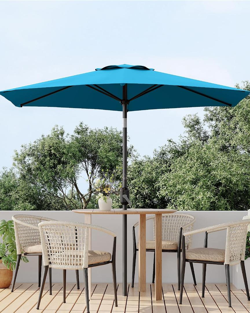 7.5 ft Outdoor Patio Market Umbrella, Light Turquoise Blue