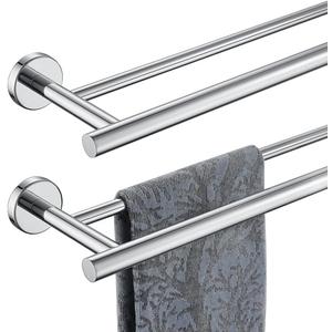 JQK Double Towel Bar Chrome, 20.5 Inch 304 Stainless Steel Thicken 0.8mm Towel Rack Bathroom, Towel Holder Polished Steel Wall Mount, Useable Length 18 Inch 2 Pack, TB100L18-CH-P2