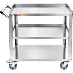 Treshin 3 Tier Stainless Steel Utility Cart, 16.73" W x 27.76" L x 31.61" H
