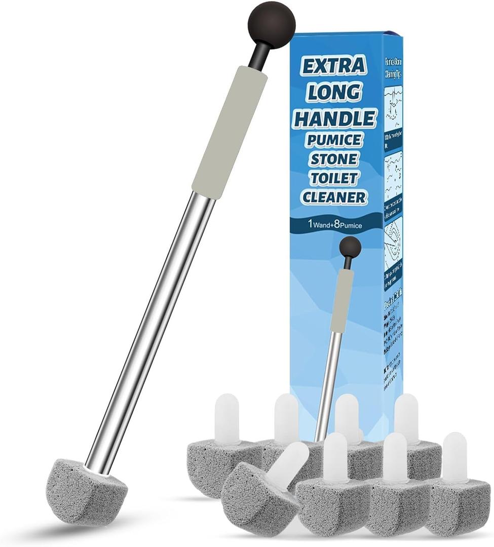 Pumice Stone Toilet Bowl Cleaner,16.7Inch Toilet Pumice Stone with Handle Cleans Hard Water Ring Calcium Buildup&Stains for Toilet Bath Kitchen Household Cleaning (Grey) 