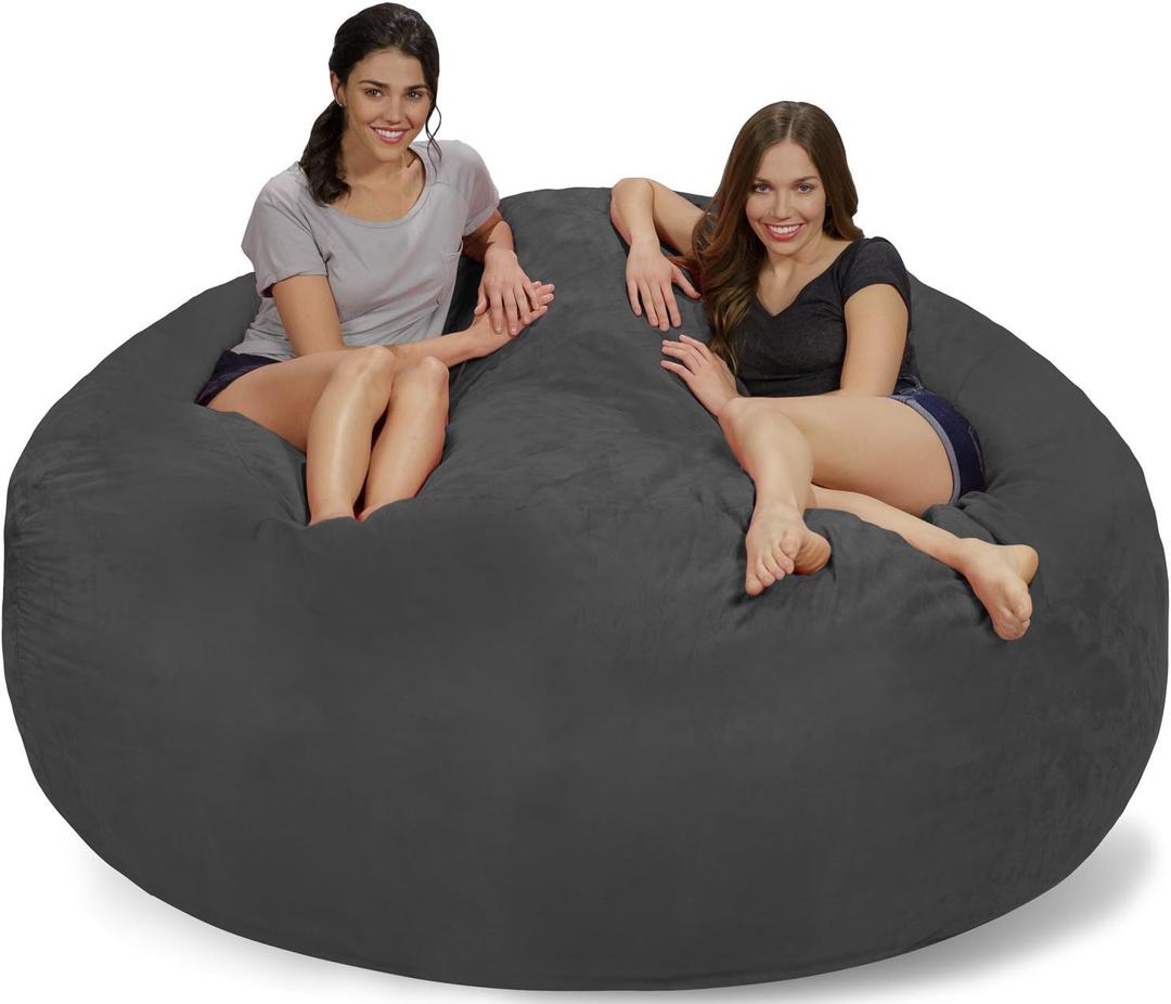 Chill Sack Bean Bag Chair Cover, 7-feet, Microsuede - Charcoal