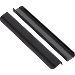 Ravinte 10 Pack Finger Pulls for Cabinets 256mm/10in Hole Center Tab Cabinet Handle Matte Black Finger Edge Pulls Concealed Handles for Kitchen Drawer Finger Cabinet Pulls 300mm/11.81in Length
