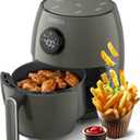 Small Compact Air Fryer, 2.1QT, 4-in-1 Small Mini Airfryer, Bake, Roast, Reheat, 98% Less Oil, Adjustable Temperature Control w/ 60min Timer, Quiet, Nonstick & Dishwasher Safe, BPA-Free, Grey