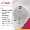 Kidde Smoke Detector, 10-Year Battery, Photoelectric Sensor Smoke Alarm, White, MFG Date: July 20, 2021
