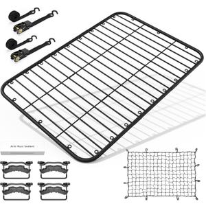 WILDROAD Car Roof Platform, Universal Roof Flat Rack 69" x 47" x 1.3" Heavy Duty Roof Rack Platform with Super Duty Bungee Cargo Net, Ratchet Straps and Anti-Rust Sealant Fits for SUV Truck Cars
