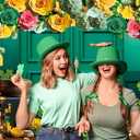 XCKALI Happy St. Patrick's Day Backdrop Green Door Hat Lucky Shamrock Photography Background Spring Irish St. Patrick's Day Party Decoration (8x6ft)