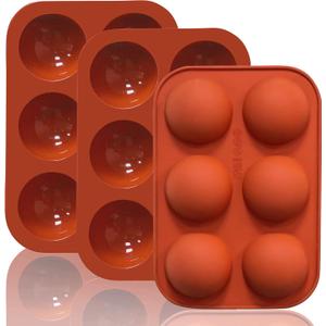 6 Holes Medium Semi Sphere Silicone Molds, 3 Packs Half Sphere Silicone Baking Molds for Making Chocolate, Cake, Jelly, Dome Mousse