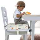 Toddler Booster Seat for Dining Table, Portable Booster Seat for Kitchen Chair, 4 Inch High-Density Foam Cushion with Adjustable Safety Straps and Non-Slip Bottom, Perfect for Kids Travel and Daily (Light-Children's Party)