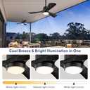 36" Gazebo Fans Outdoor Hanging with Remote, Outdoor Ceiling Fan for Patios with Light Waterproof, Plug in Cord Outlet Hook Wet Rated for Outside Porch, Pergola, Garage-Black