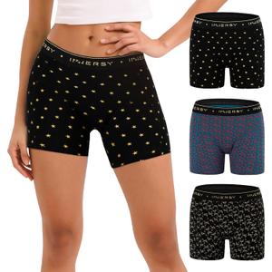 INNERSY Women's 4" Inseam Boxers Briefs Cotton Boyshorts Underwear Ladies Panties 3-Pack (Large, Flower-covered)