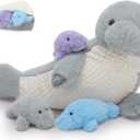 MorisMos 4Pcs Manatee Plush with Baby Inside, 19 Inch Soft Manatee Stuffed Animal Set, Cute Stuffed Manatee Plush Toys, Sea Cow Ocean Toy for Kids Girls Boys Birthday Christmas