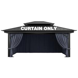 Pakunoda Gazebo Curtain Replacement Universal 4-Panel Sidewalls 12' X 16', Outdoor Privacy Curtains with Double Zipper, Replacement for Patio, Outdoor Canopy, Garden, and Backyard (Curtain Only)