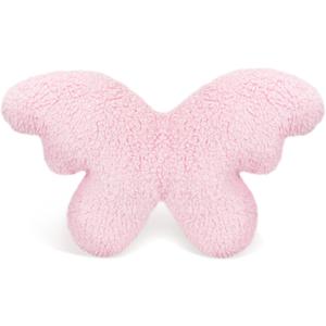 Butterfly Throw Pillow for Girls & Adults - Plush Butterfly Shaped Pillow, Ultra Soft Stuffed Animal Decorative Cushion, 20", Pink (Vacuum Compressed Packaging) (M-19.68 Inch)